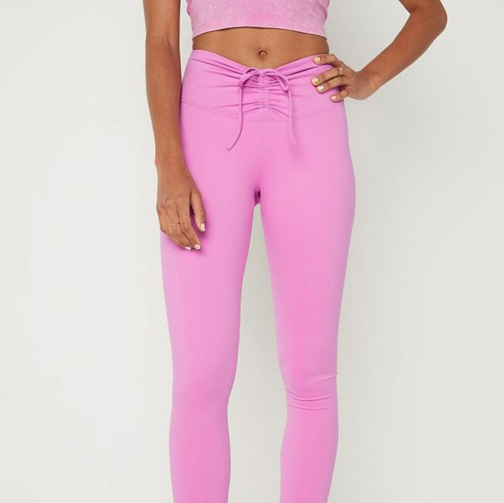 PINK Active Adjustable Waist Ruched Leggings, Size Large